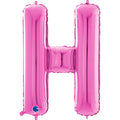 26" Midsize Letter Shape H Fuchsia Foil Balloon