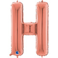 26" Midsize Letter Shape H Rose Gold Foil Balloon