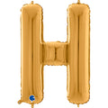 26" Midsize Letter Shape H Gold Foil Balloon