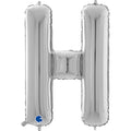 26" Midsize Letter Shape H Silver Foil Balloon