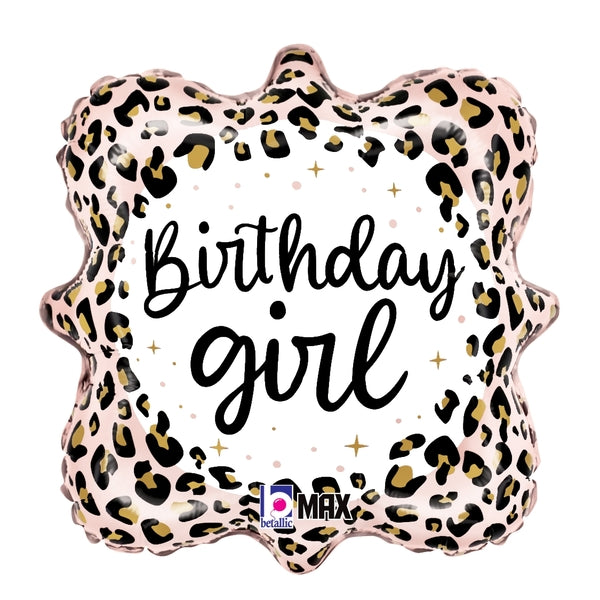 18" MAX Float Satin Leopard Birthday Girl Foil Balloon