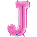 26" Midsize Letter Shape J Fuchsia Foil Balloon