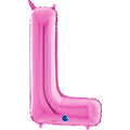 26" Midsize Letter Shape L Fuchsia Foil Balloon