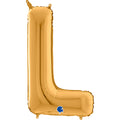 26" Midsize Letter Shape L Gold Foil Balloon