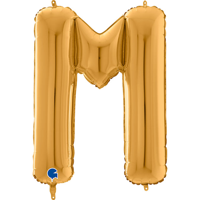 26" Midsize Letter Shape M Gold Foil Balloon