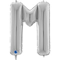 26" Midsize Letter Shape M Silver Foil Balloon