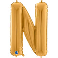 26" Midsize Letter Shape N Gold Foil Balloon