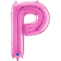 26" Midsize Letter Shape P Fuchsia Foil Balloon