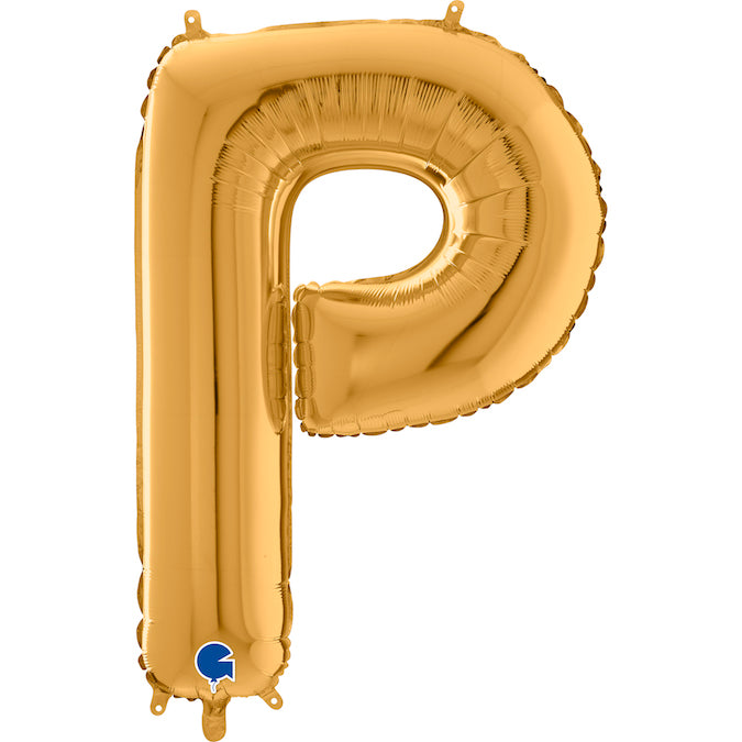 26" Midsize Letter Shape P Gold Foil Balloon