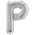 26" Midsize Letter Shape P Silver Foil Balloon