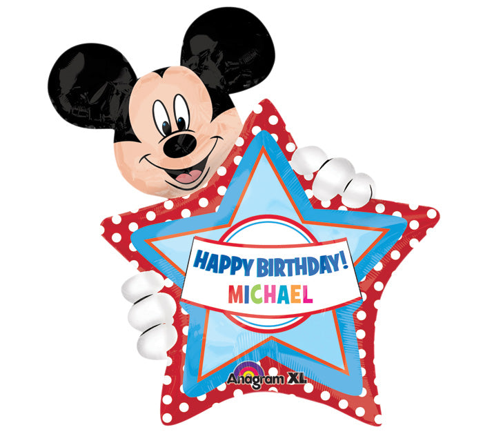 24" Mickey Happy Birthday Personalize Jumbo Balloon with stickers