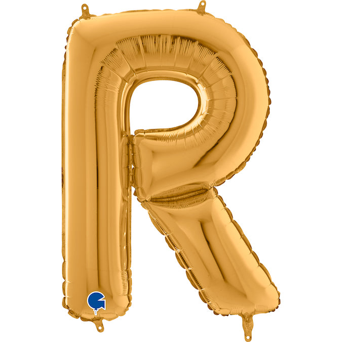 26" Midsize Letter Shape R Gold Foil Balloon