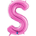 26" Midsize Letter Shape S Fuchsia Foil Balloon