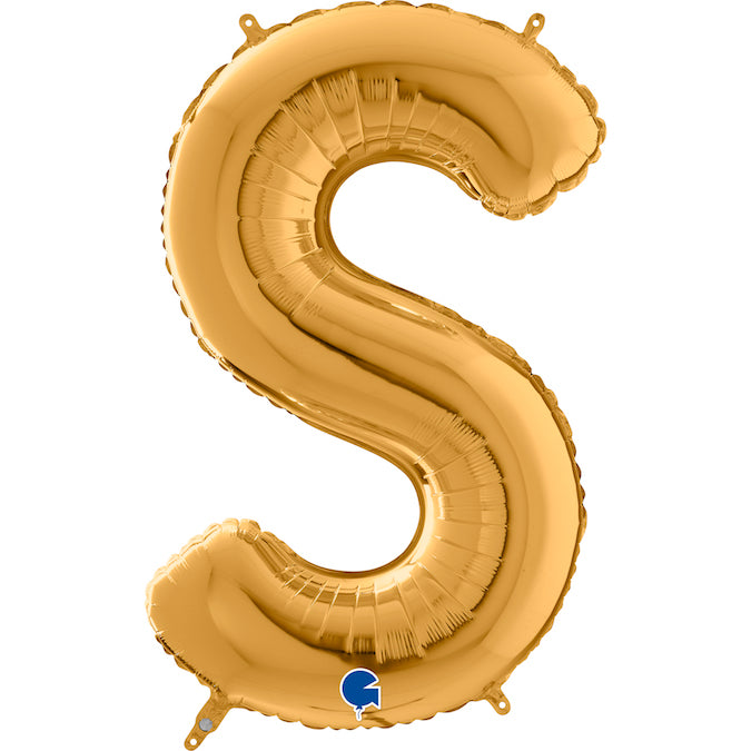 26" Midsize Letter Shape S Gold Foil Balloon