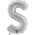 26" Midsize Letter Shape S Silver Foil Balloon