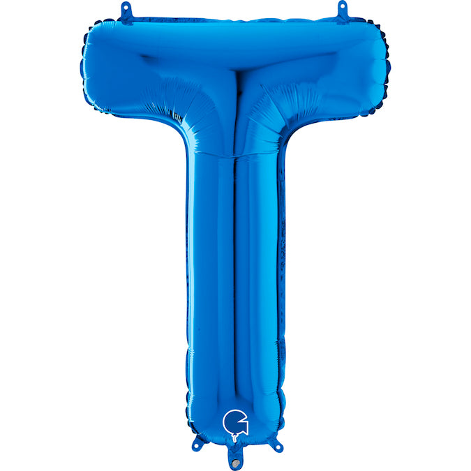 26" Midsize Letter Shape T Blue Foil Balloon