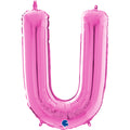 26" Midsize Letter Shape U Fuchsia Foil Balloon