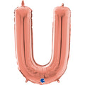 26" Midsize Letter Shape U Rose Gold Foil Balloon