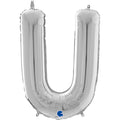 26" Midsize Letter Shape U Silver Foil Balloon