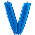 26" Midsize Letter Shape V Blue Foil Balloon