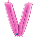 26" Midsize Letter Shape V Fuchsia Foil Balloon