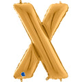 26" Midsize Letter Shape X Gold Foil Balloon