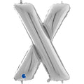 26" Midsize Letter Shape X Silver Foil Balloon