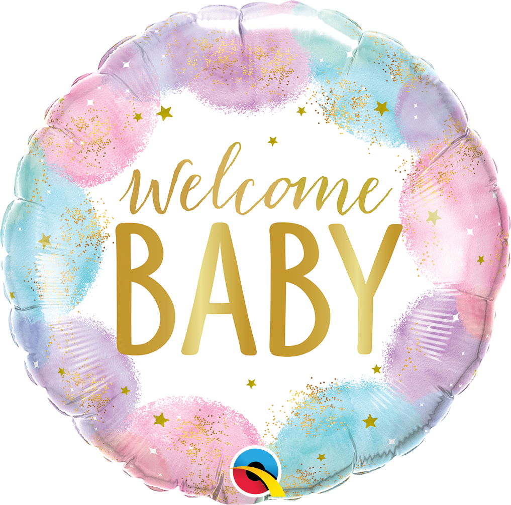 18" Welcome Baby Watercolor Foil Balloon