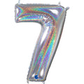 26" Midsize Foil Shape Balloon Number 7 Holographic Silver