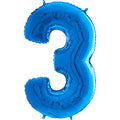 26" Midsize Foil Shape Balloon Number 3 Blue