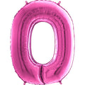 26" Midsize Foil Shape Balloon Number 0 Fuschia