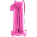 26" Midsize Foil Shape Balloon Number 1 Fuschia