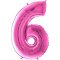 26" Midsize Foil Shape Balloon Number 6 Fuschia