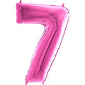 26" Midsize Foil Shape Balloon Number 7 Fuschia