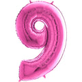 26" Midsize Foil Shape Balloon Number 9 Fuschia