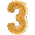 26" Midsize Foil Shape Balloon Number 3 Gold