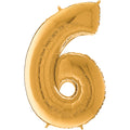 26" Midsize Foil Shape Balloon Number 6 Gold