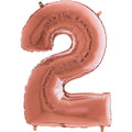 26" Midsize Foil Shape Balloon Number 2 Rose Gold