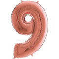 26" Midsize Foil Shape Balloon Number 9 Rose Gold