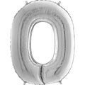 26" Midsize Foil Shape Balloon Number 0 Silver