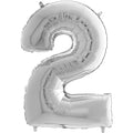 26" Midsize Foil Shape Balloon Number 2 Silver