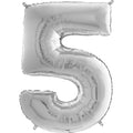 26" Midsize Foil Shape Balloon Number 5 Silver