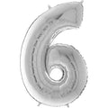 26" Midsize Foil Shape Balloon Number 6 Silver