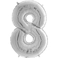 26" Midsize Foil Shape Balloon Number 8 Silver