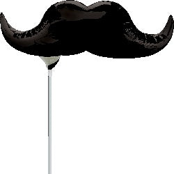 14" Airfill Only Black Mustache Balloon
