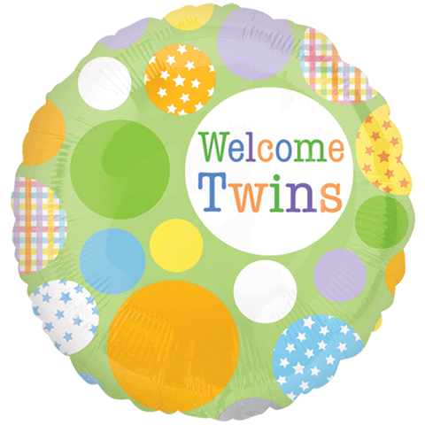 18" Welcome Twins Pattern Dots Balloon