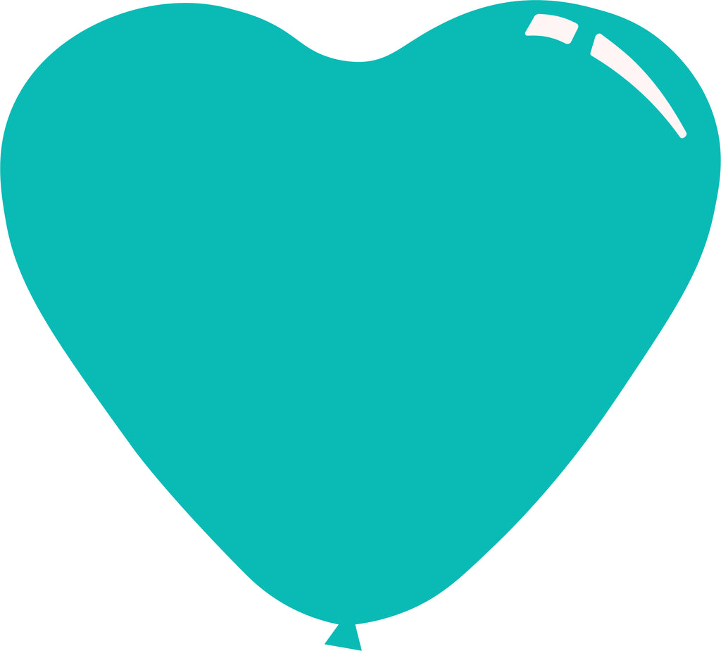 7" Deco Tiffany Blue Decomex Heart Shaped Latex Balloons (100 Per Bag)