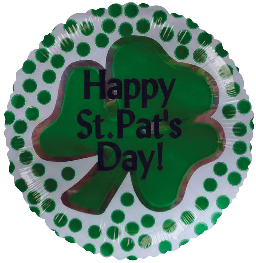 2" Airfill Only Happy St. Patricks Day Shamrock Balloon