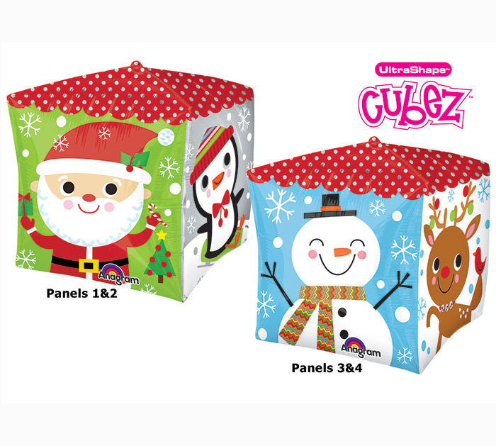 15" Cubez Holiday Characters Balloon Packaged