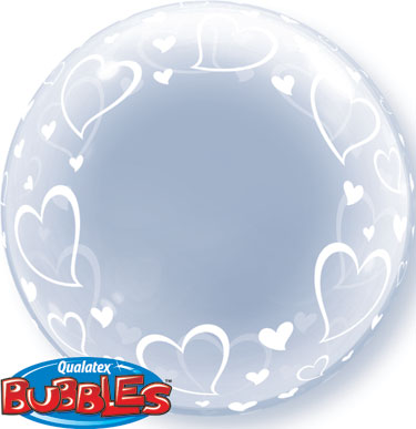 24" Deco Bubble – Stylish Hearts Plastic Balloon